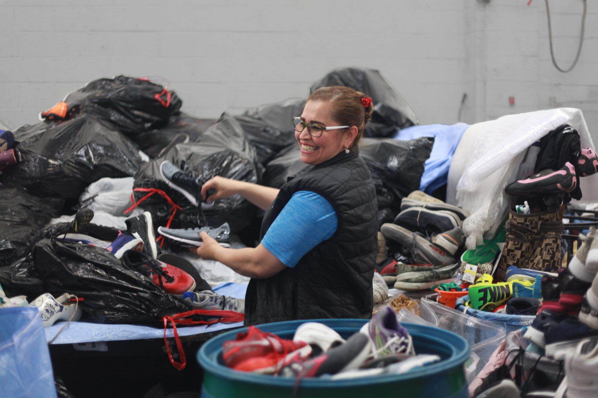 shoe drive collection worker